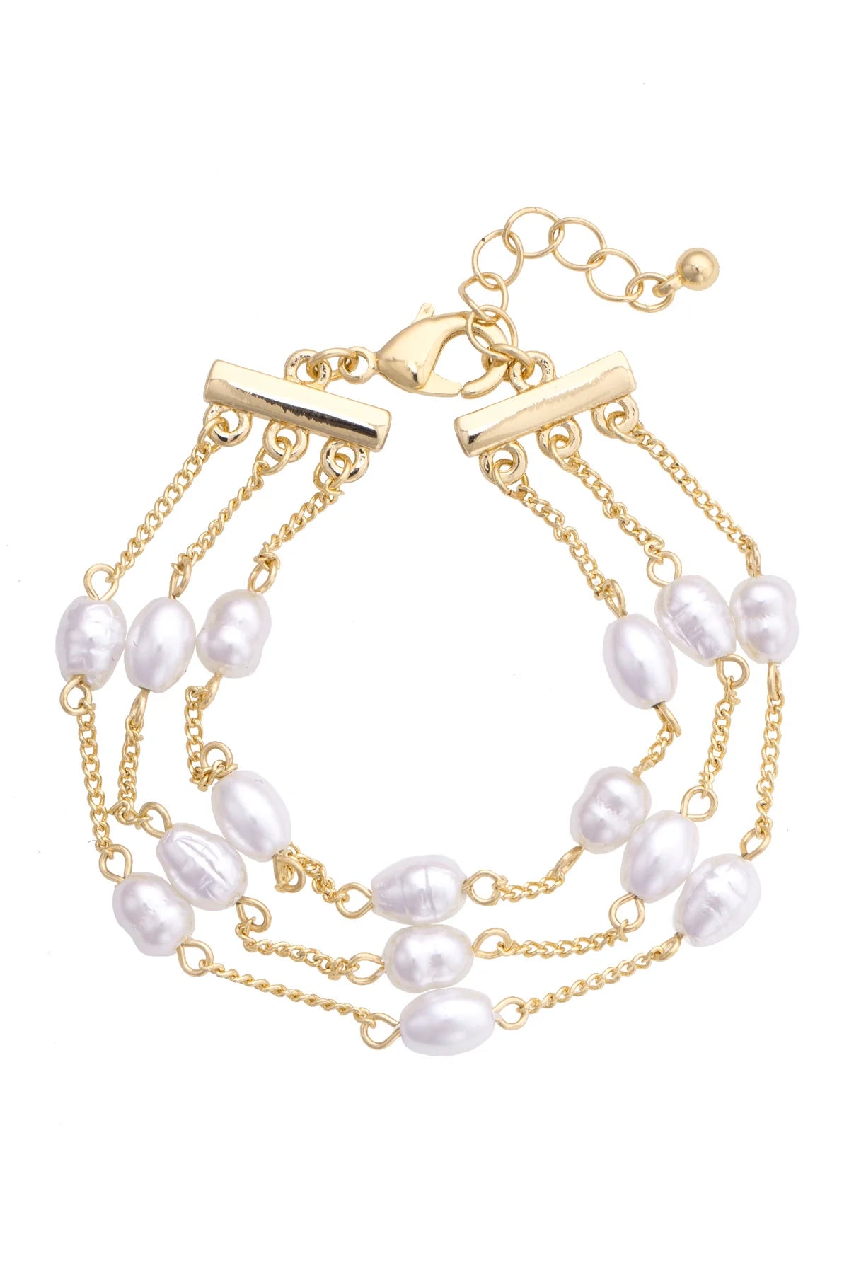 Calypso Layered Freshwater Pearl Bracelet in Shiny Gold