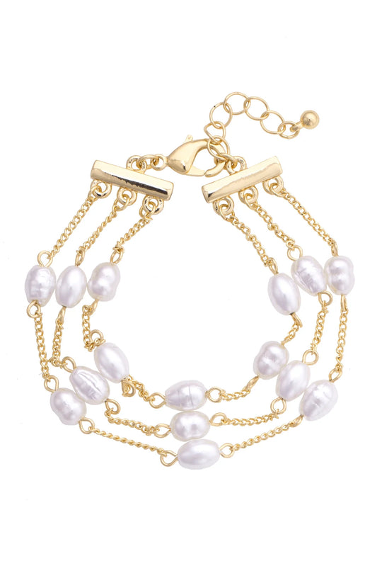 Calypso Layered Freshwater Pearl Bracelet in Shiny Gold