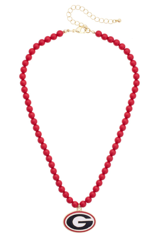 Georgia Bulldogs Beaded Logo Pendant Necklace