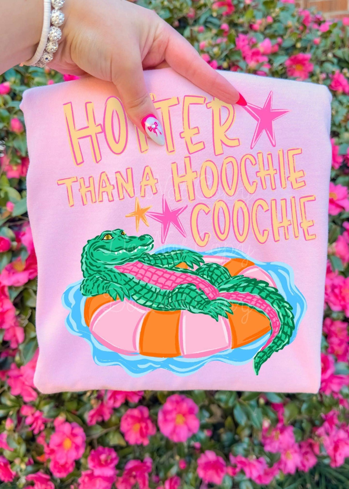HOTTER THAN HOOCHIE COOCHIE T-SHIRT - NEON PINK