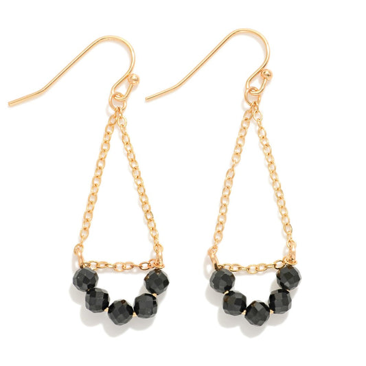 Chain Link Teardrop Drop Earrings Featuring Cubic Zirconia Arch Detail