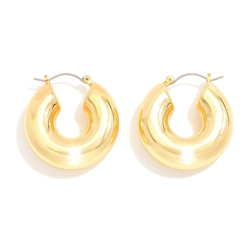 Chunky Metal Tone Hoop Earrings