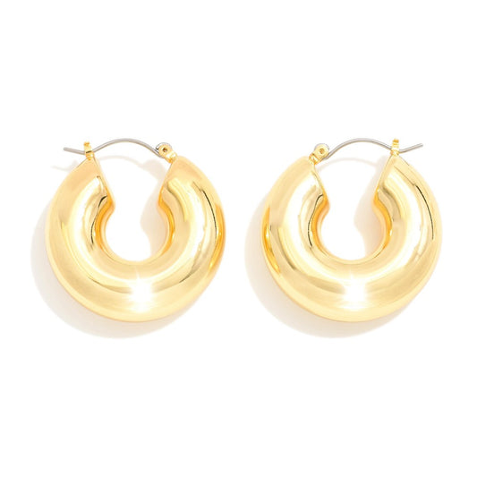 Chunky Metal Tone Hoop Earrings