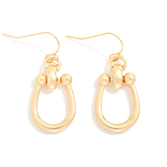 Metal Tone U Link Drop Earrings