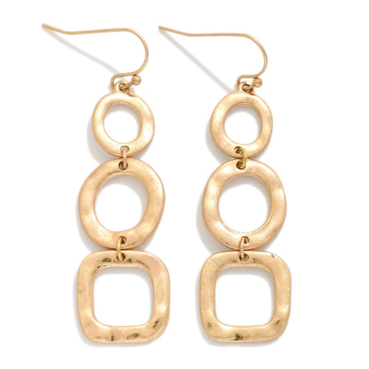 GOLD CIRCLE & SQUARE DROP EARRINGS