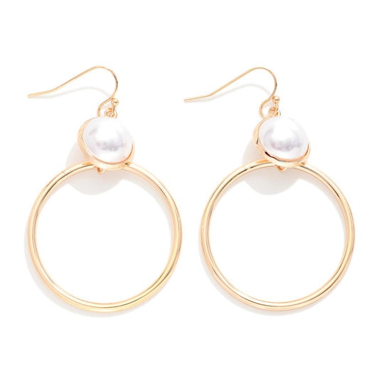 HOOP & PEARL DROP EARRINGS