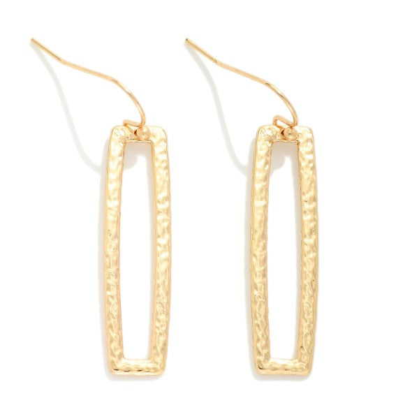 Hammered Metal Rectangle Drop Earrings
