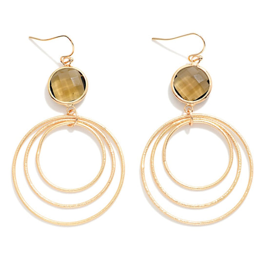 GLASS CRYSTAL EARINGS - BROWN