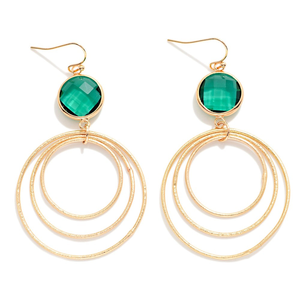 GLASS CRYSTAL EARINGS - GREEN