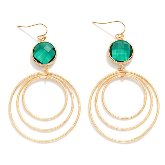 GLASS CRYSTAL EARINGS - GREEN