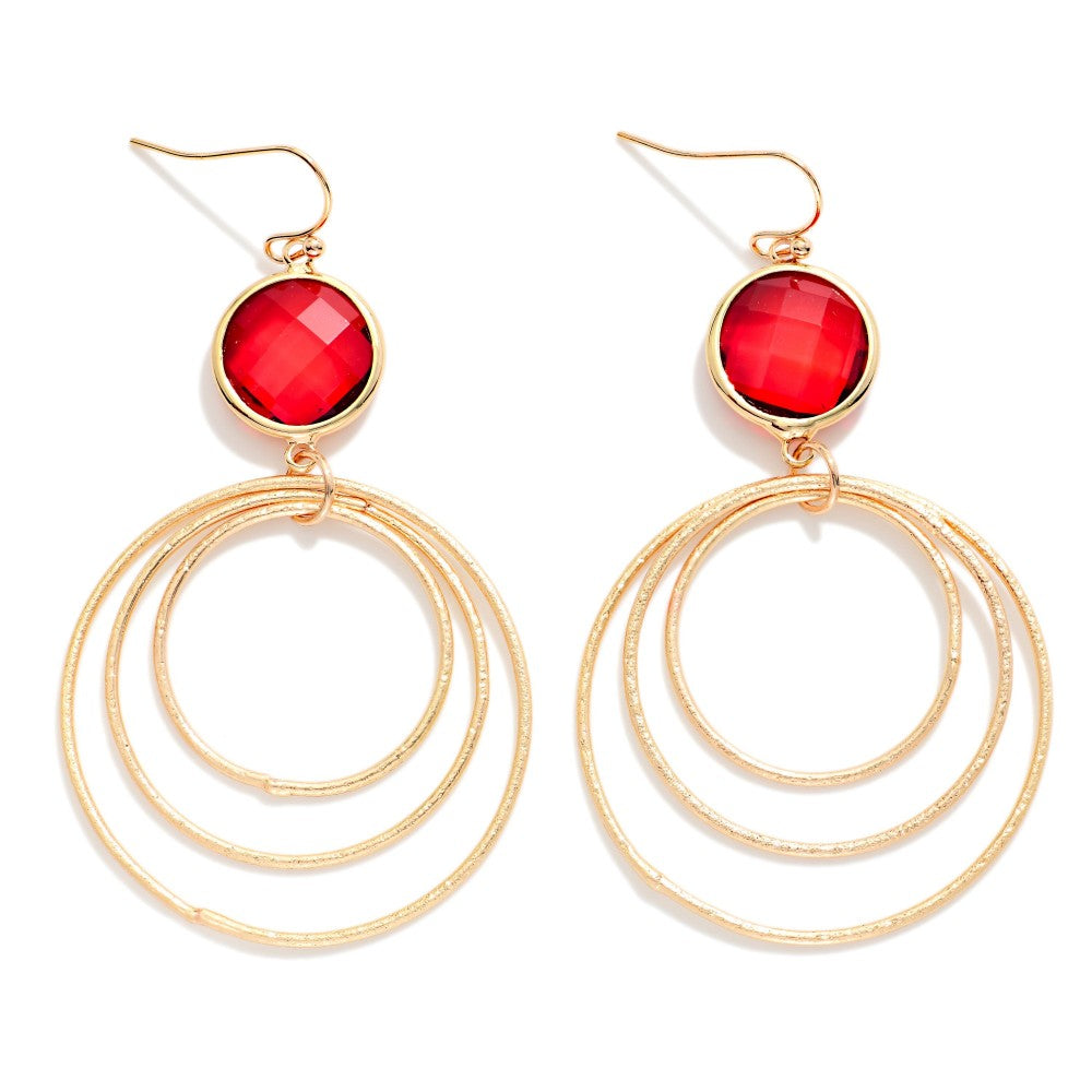 GLASS CRYSTAL EARINGS - RED