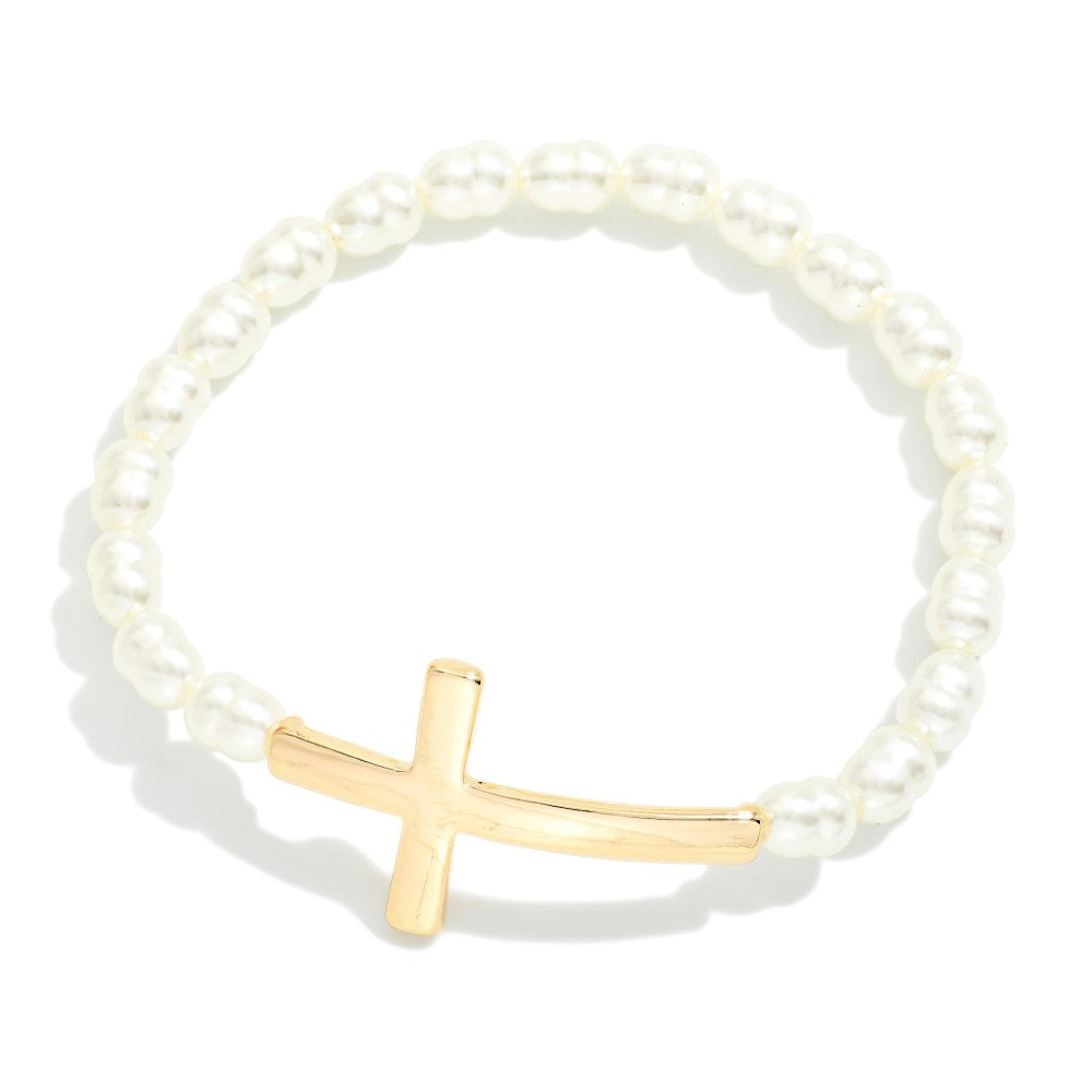 CROSS PEARL BRACELET