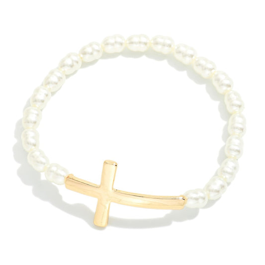 CROSS PEARL BRACELET