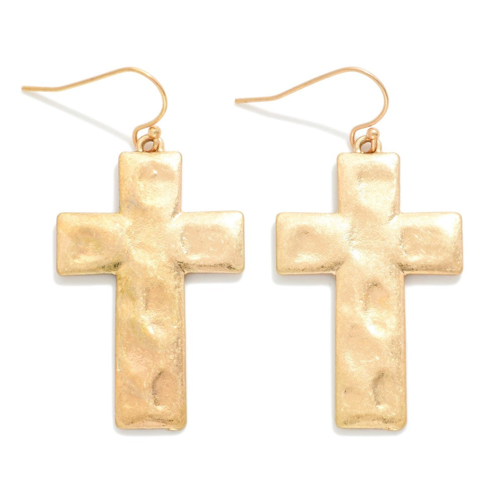 Hammered Metal Cross - Gold