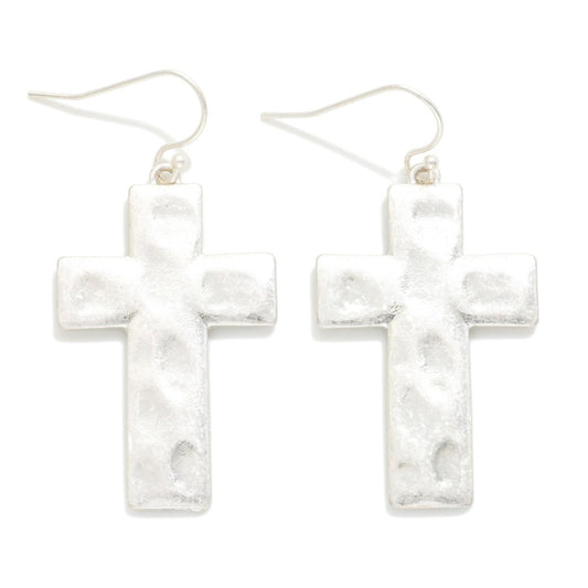 Hammered Metal Cross - Sliver