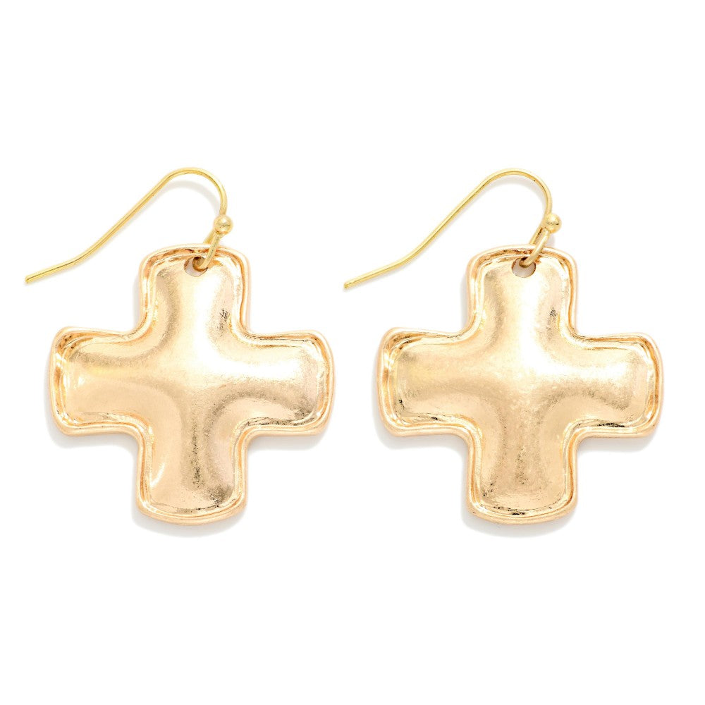 Bubble Cross Earrings - Gold