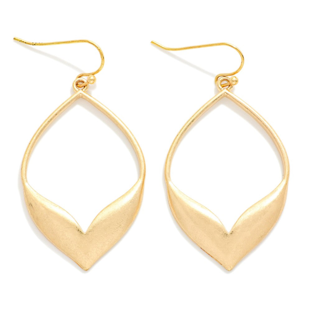 Tapered Leaf Drop Earrings - gold
