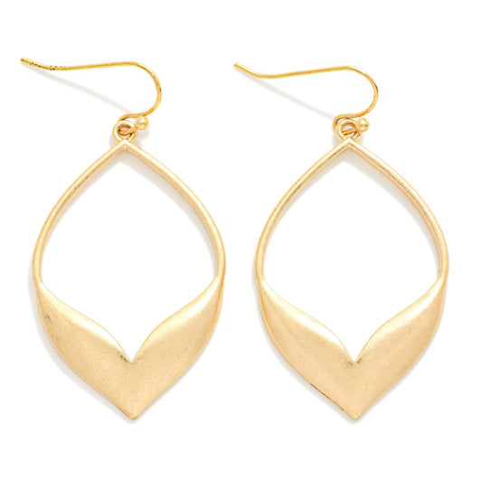 Tapered Leaf Drop Earrings - gold