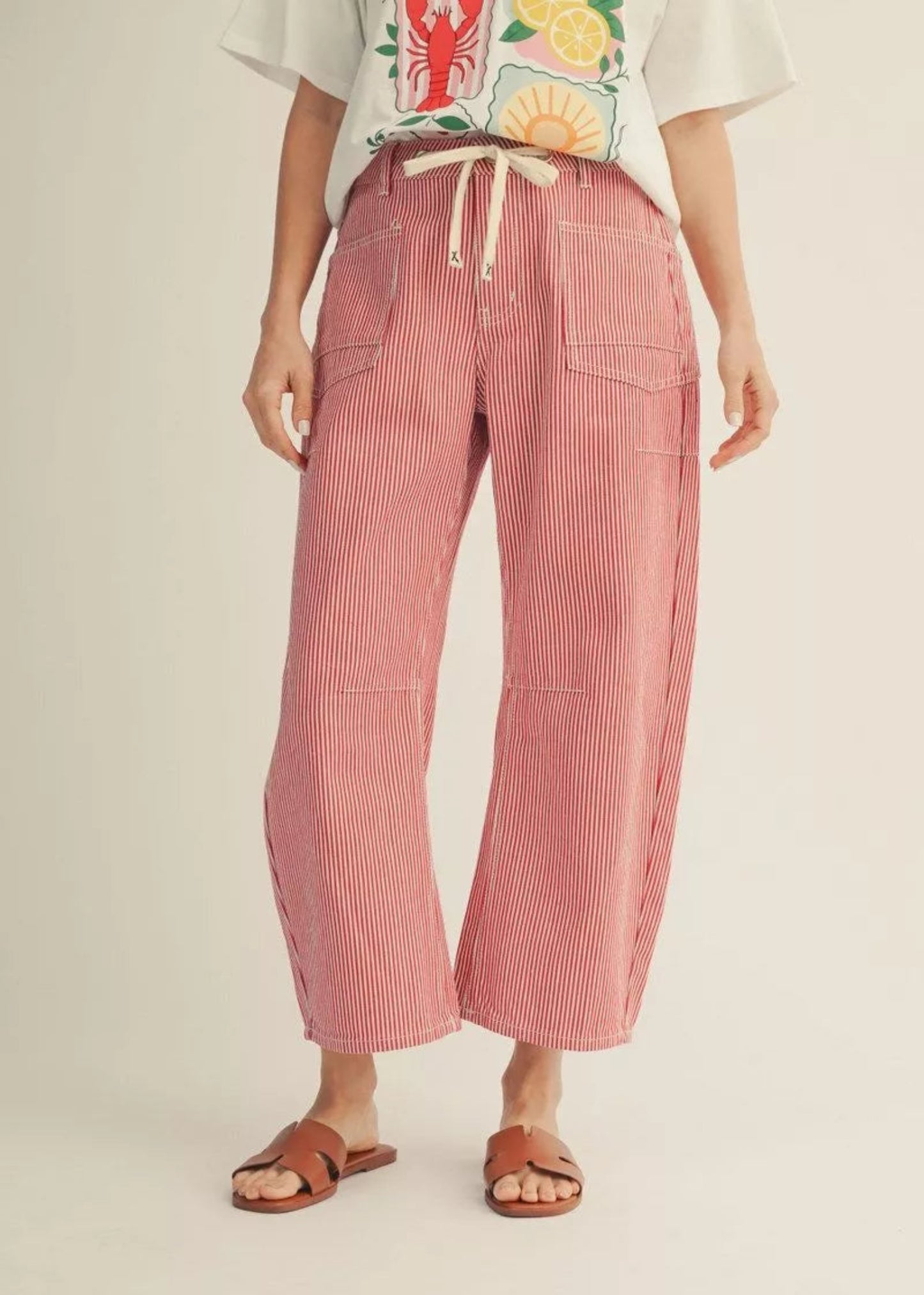 COASTAL STRIPED PANTS - RED