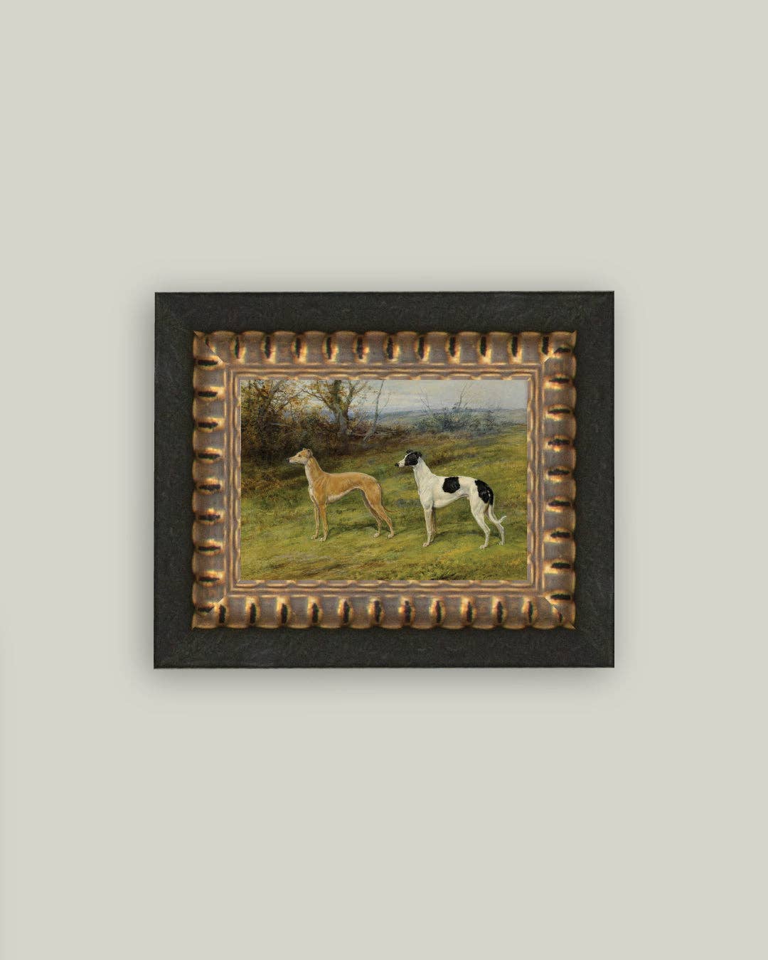 Greyhound Whippet Dogs Framed Antique Art
