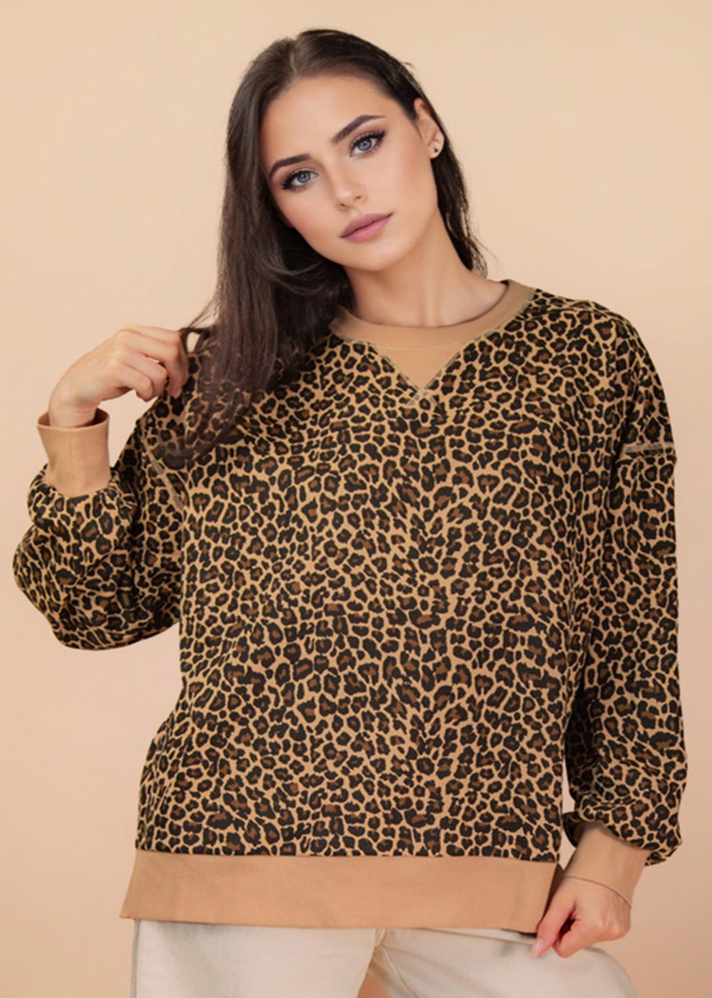 MACEY TOP - BEIGE LEOPARD