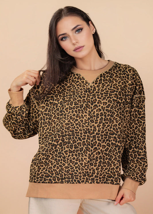 MACEY TOP - BEIGE LEOPARD