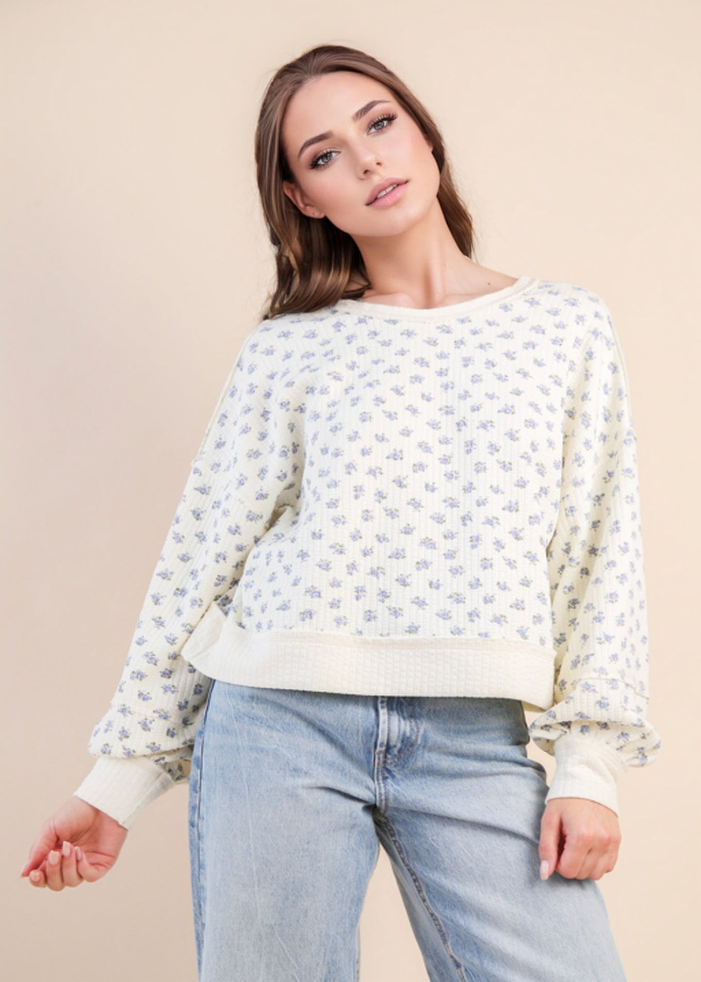 AVERY SWEATER - CREAM FLORAL