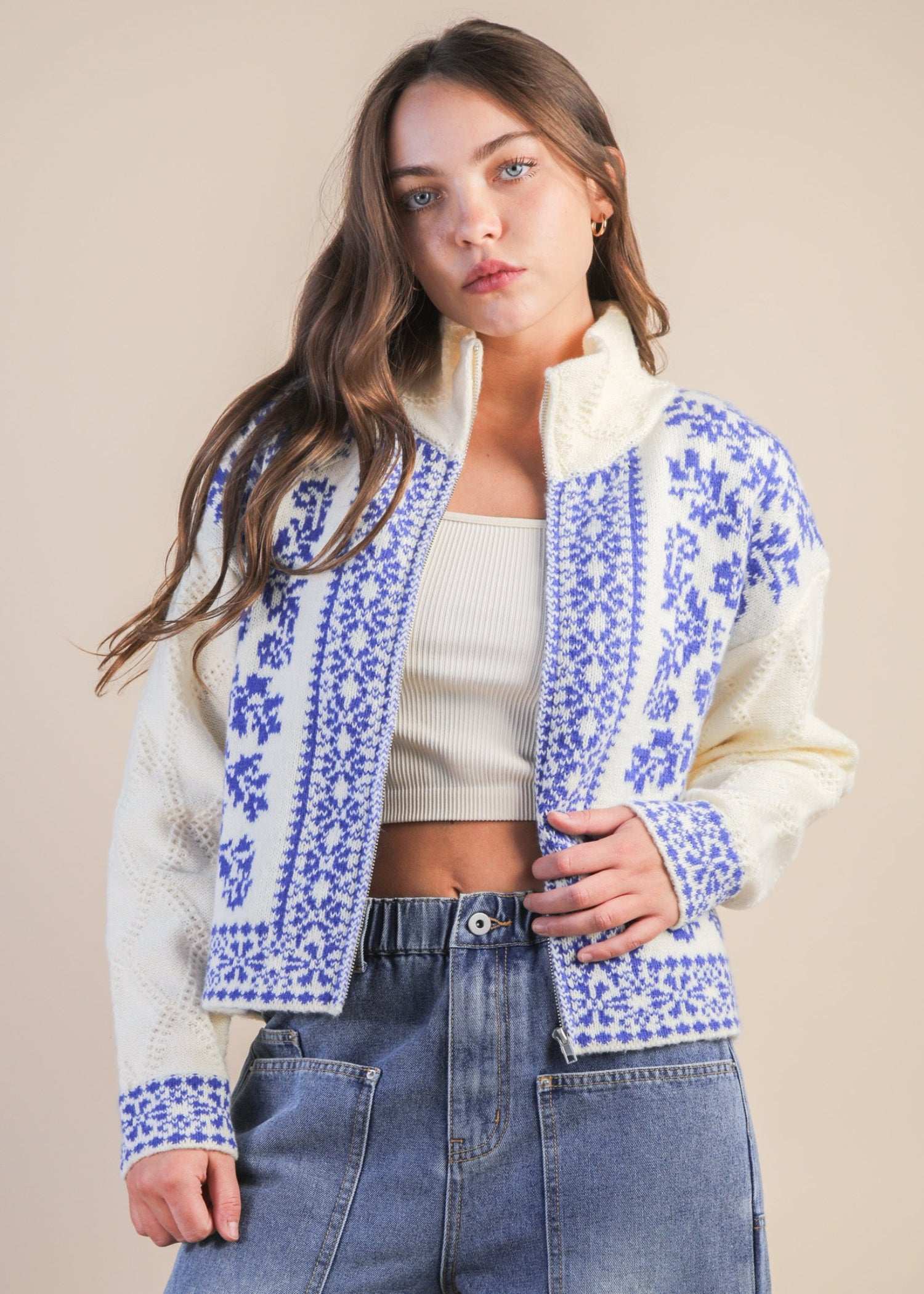 ALY JACKET - BLUE/WHITE