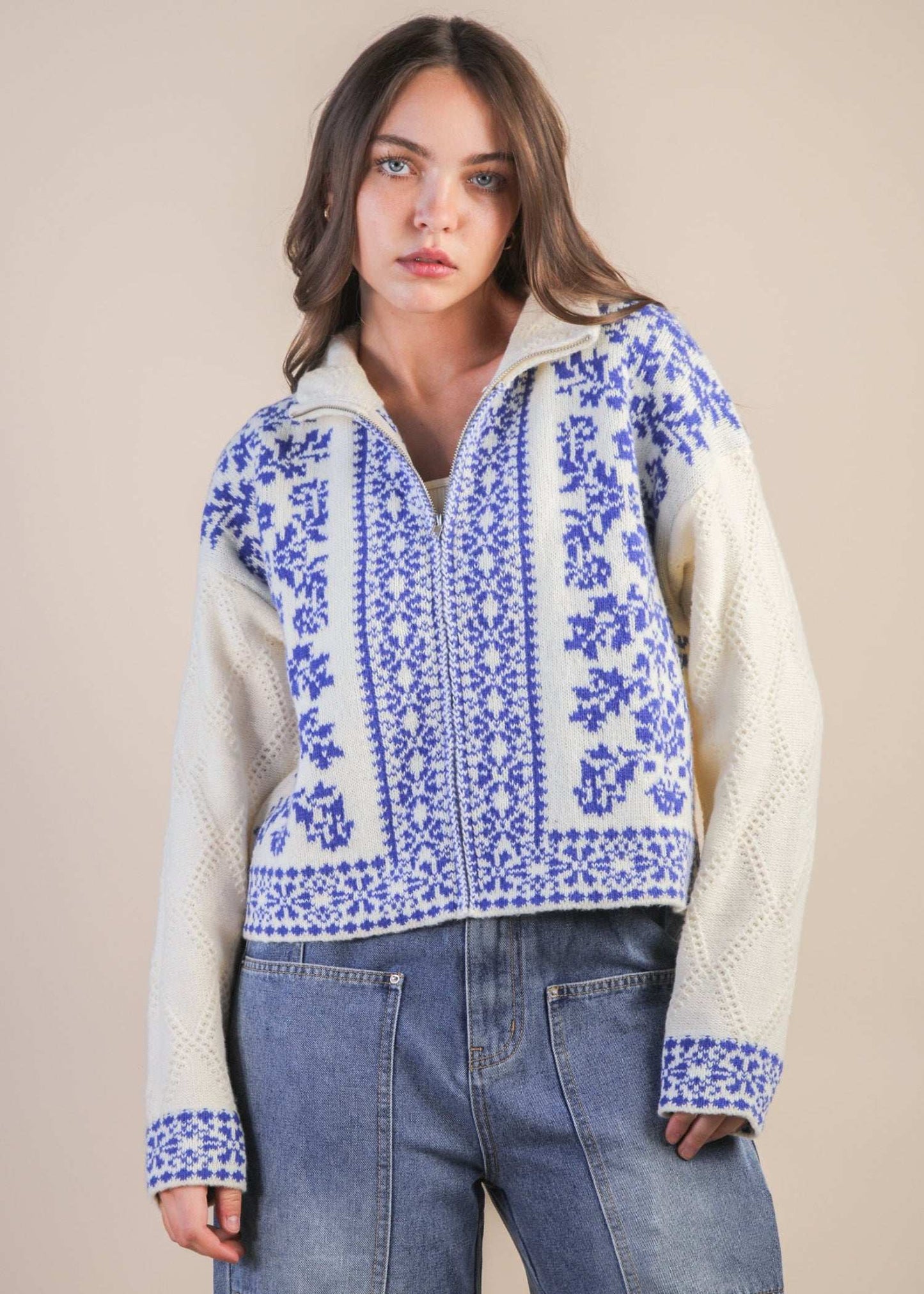 ALY JACKET - BLUE/WHITE
