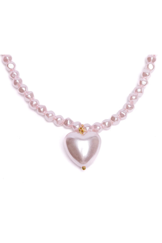 PINK PEARL HEART NECKLACE