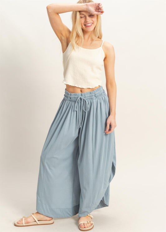 KAYLA WIDE-LEG PANTS - LIGHT BLUE
