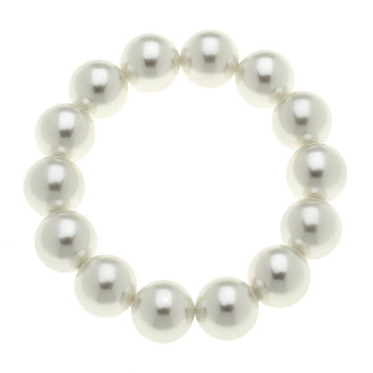 Eleanor Beaded Pearl Stretch Bracelet in Ivory