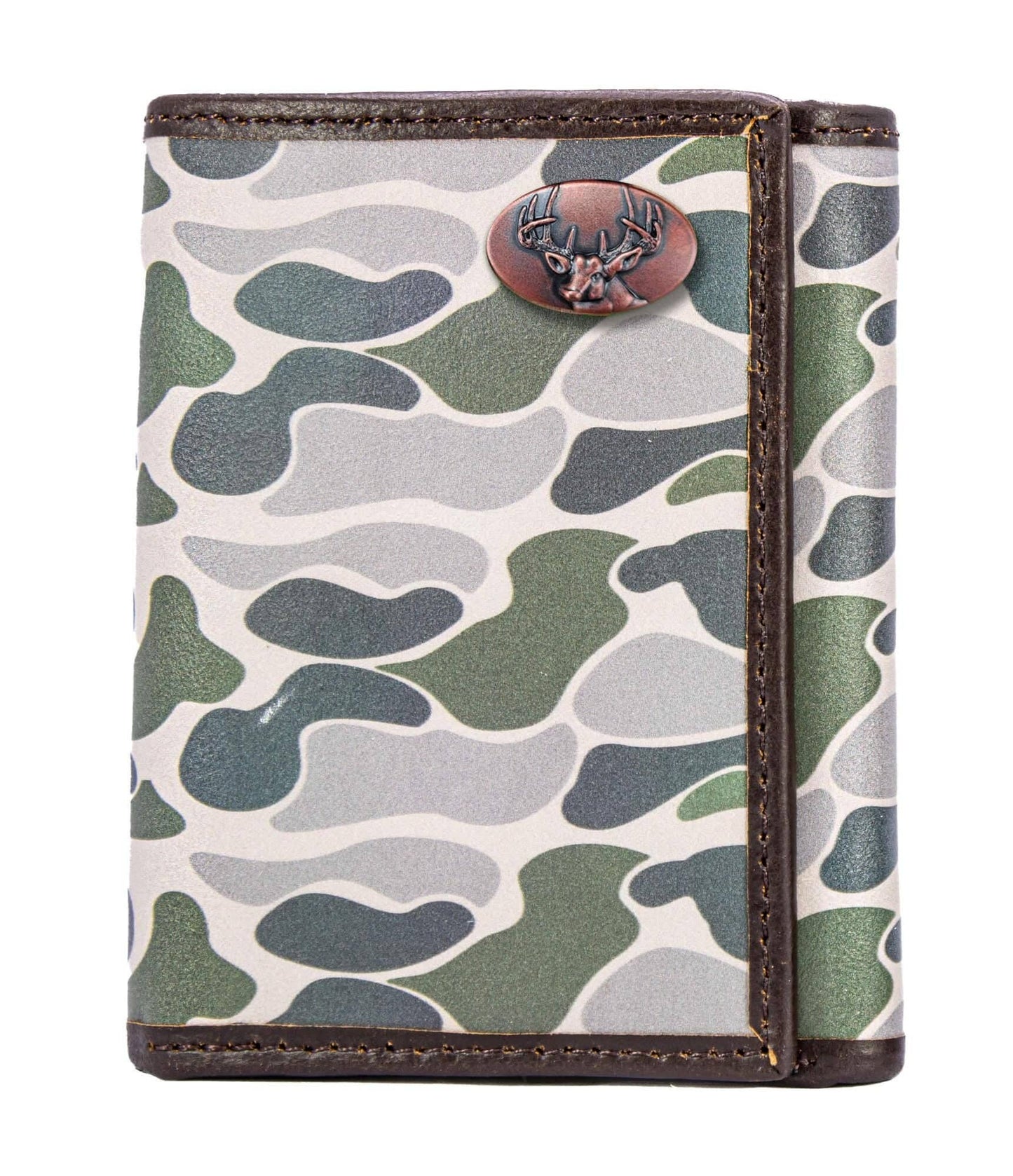 Buck Men's Trifold Old School Camo Leather Wallet.