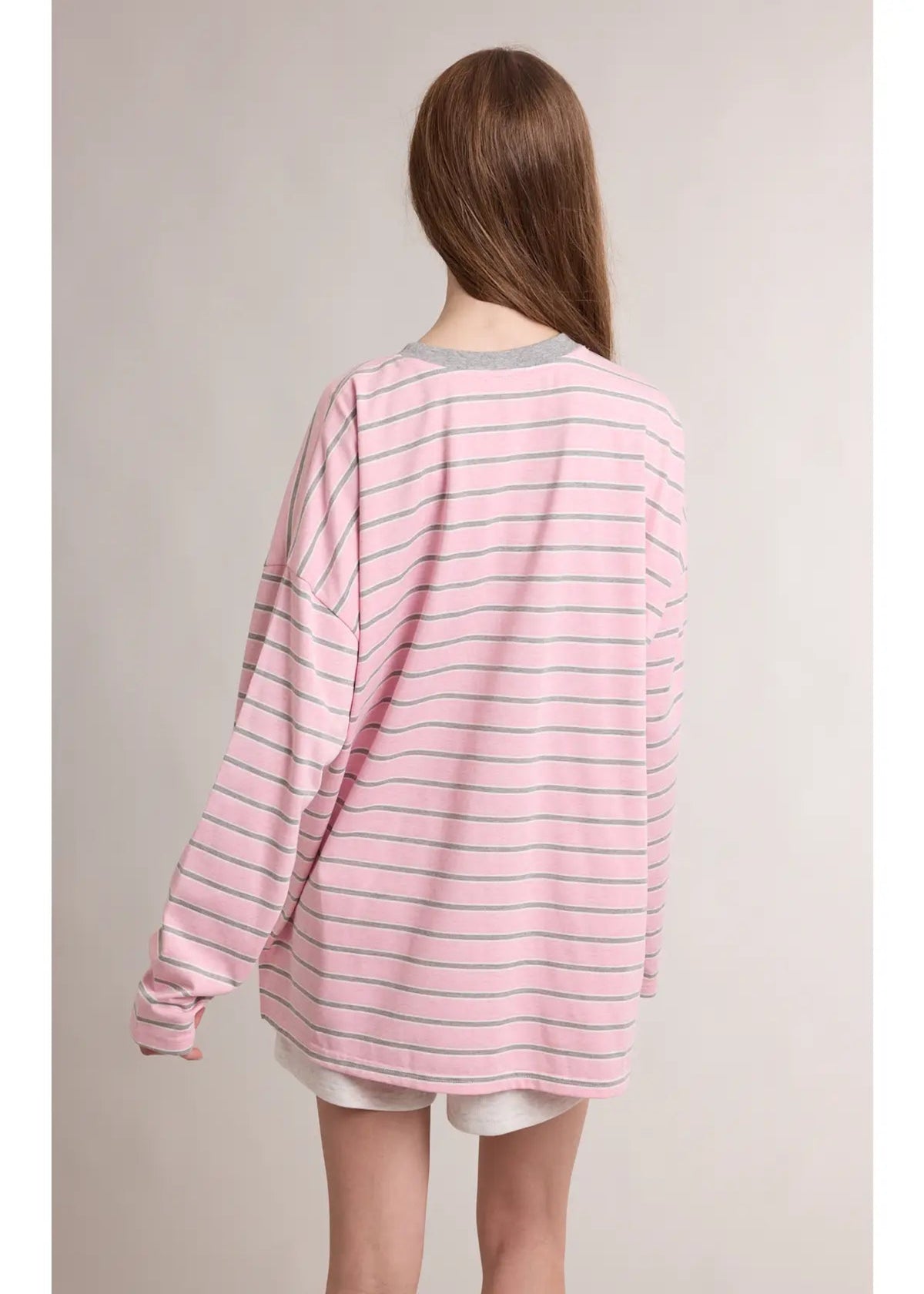 ALLISON TOP - PINK/GREY