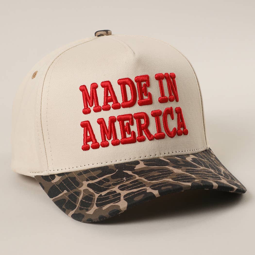MADE IN AMERICA 3D EMBROIDERED TWO TONE LEOPARD BRIM TRUCKER HAT