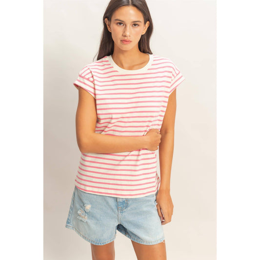 Striped Cap Sleeve Relaxed Everyday Tee