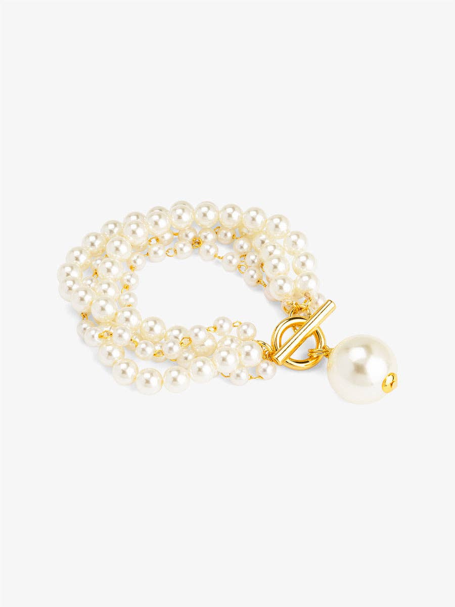 Multistrand Pearl Charm Toggle Bracelet