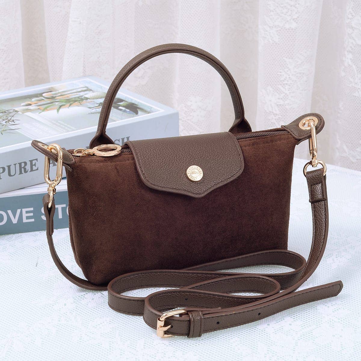 SD781 Penny Suede Mini Crossbody Bag