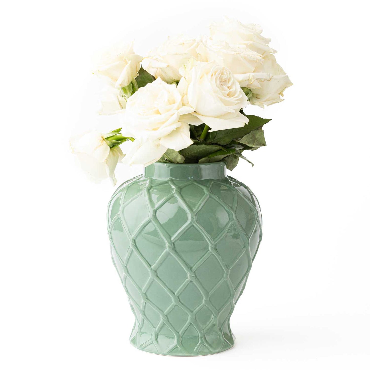 Green Textured Ginger Jar with Lid - Extra Large