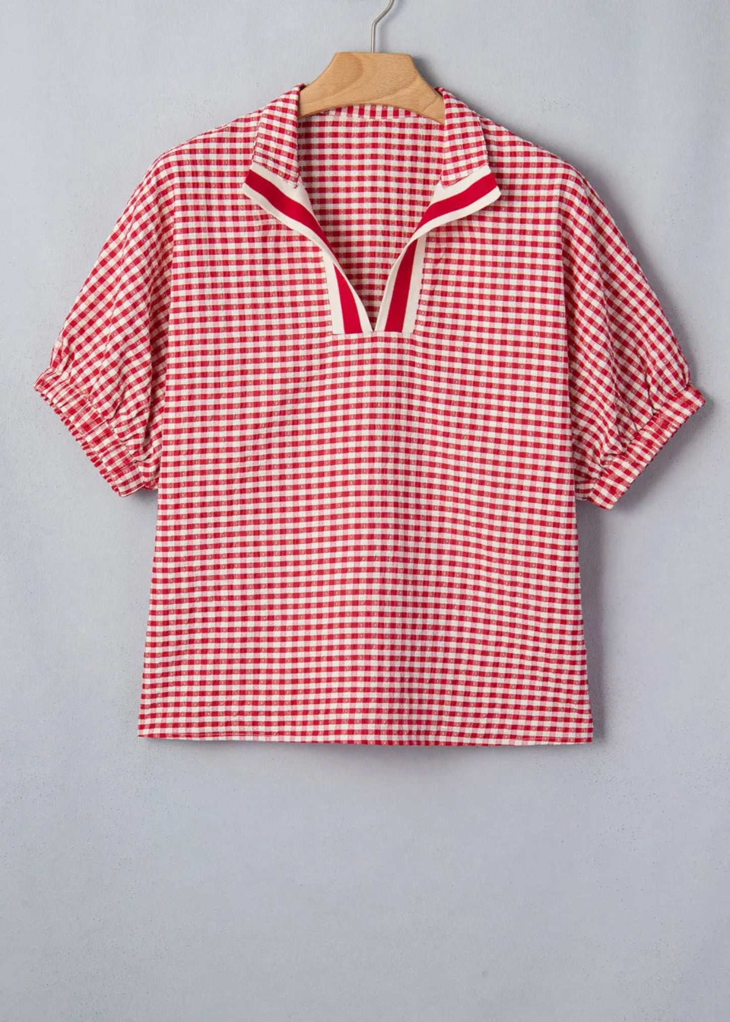 MAGGIE TOP - RED GINGHAM