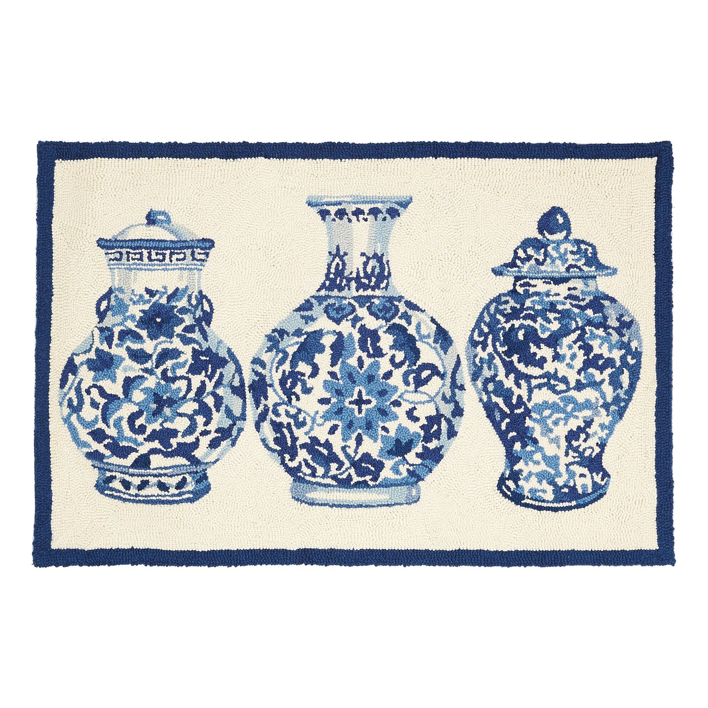 Chinoiserie Vases Hook Rug - Sally Eckman Roberts