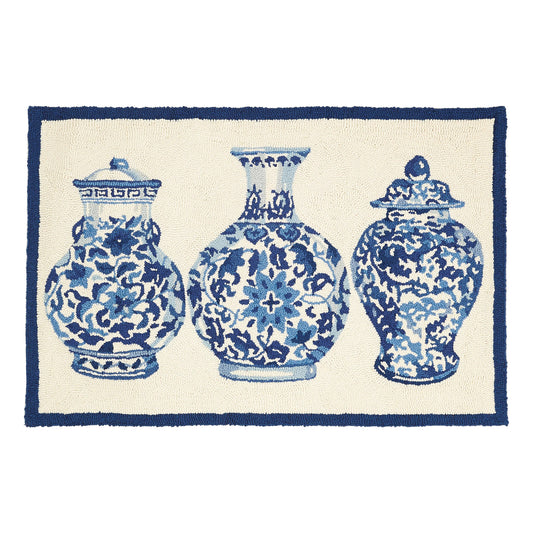 Chinoiserie Vases Hook Rug - Sally Eckman Roberts