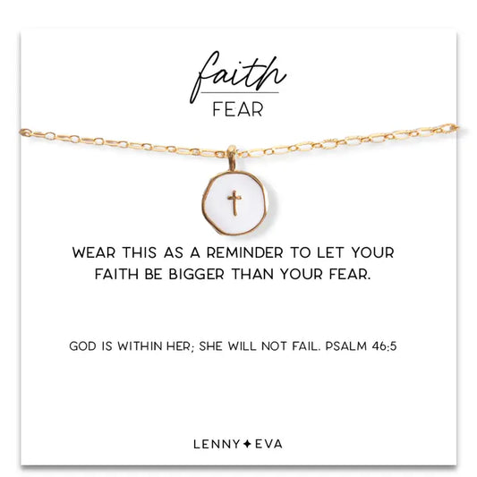 FAITH OVER FEAR WHITE CROSS NECKLACE