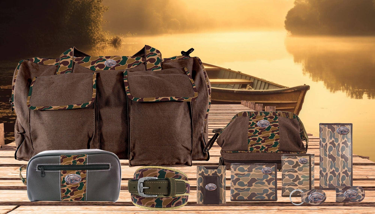 Bass Men's Trifold Old School Camo Leather Wallet