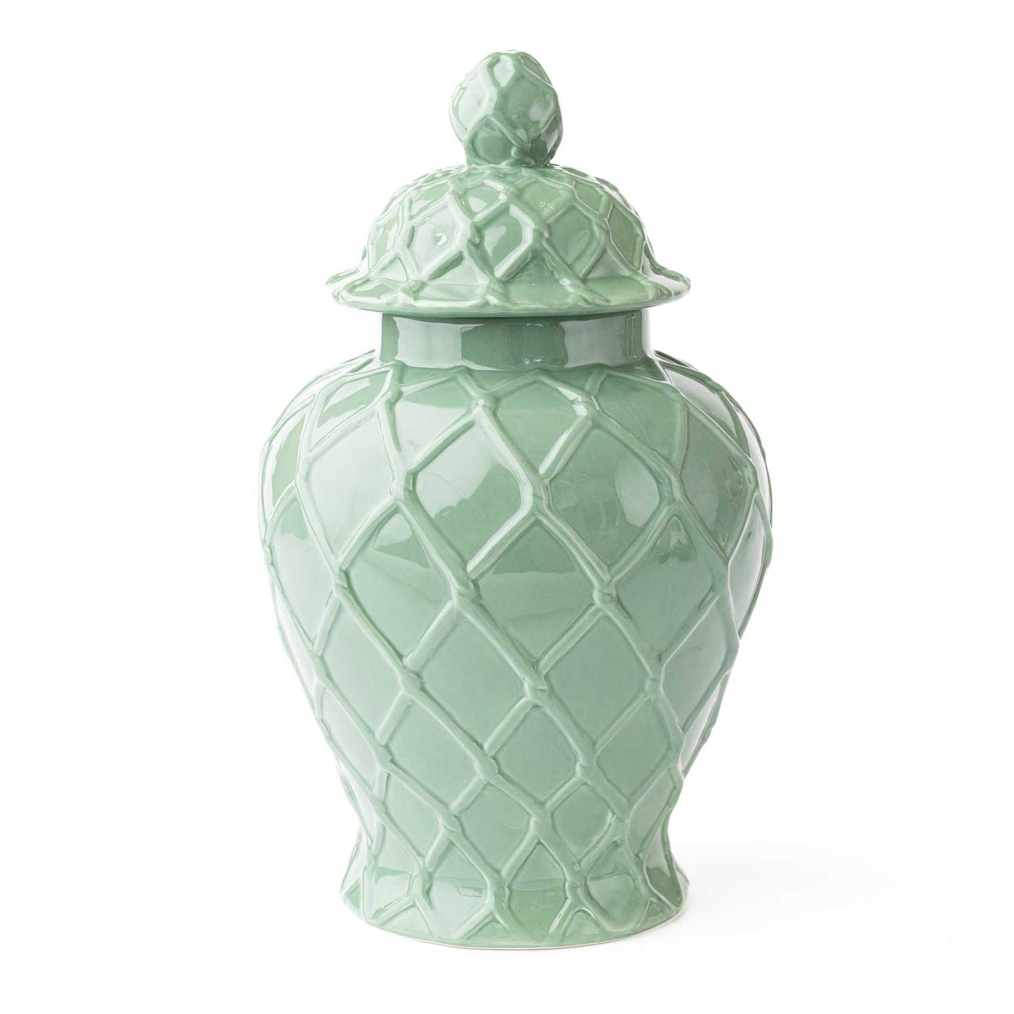 Green Textured Ginger Jar with Lid - Extra Large