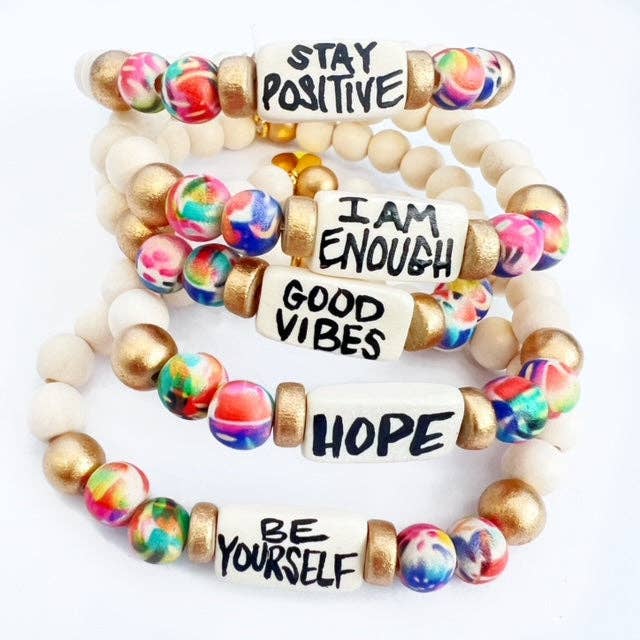 Affirmation Word Beaded Bracelets Inspirational - Abstract