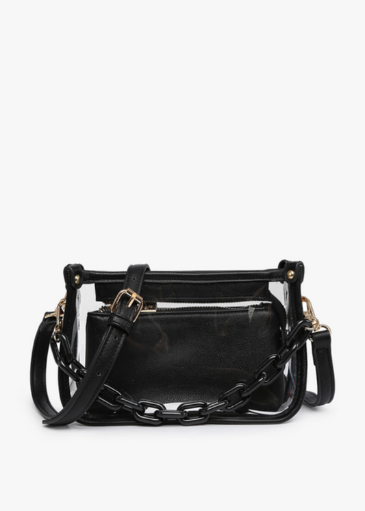 CLEAR CHAIN PURSE-BLACK/CLEAR