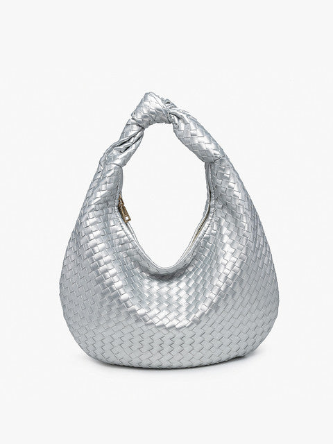 Valentina Woven Hobo in  Silver