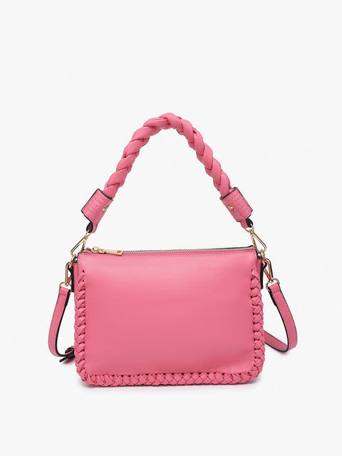 Judith Whipstitch Trim Shoulder Bag w/ Braided Handle: Bubblegum