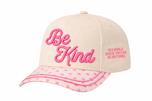 "Be Kind" on Tan Cap With Patch Work